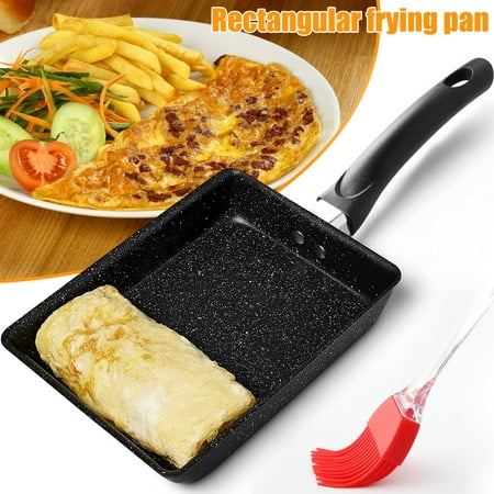 

Grusce Japanese Cookware Japanese Omelette Pan Tamagoyaki Nonstick Pan Rectangle Frying Pan Japanese Kitchen Accessories Square Pan with Silicone Spatula & Brush 7.3 x 5.3