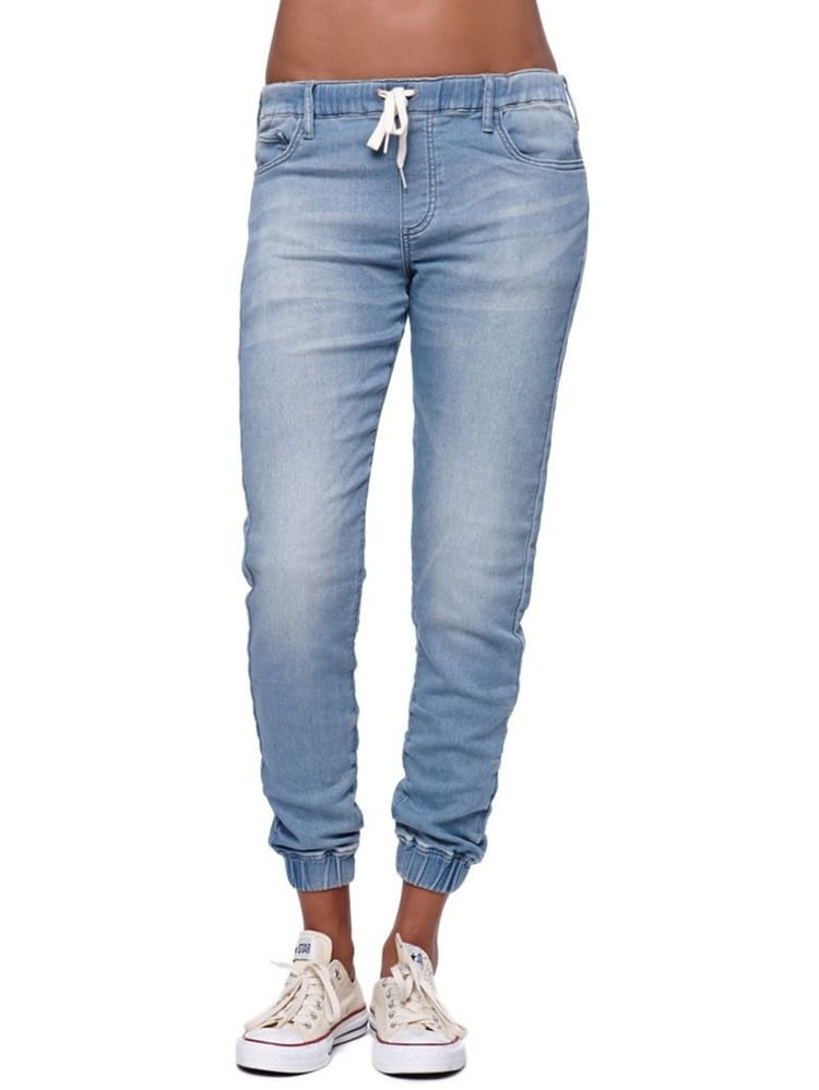 Low Waist Elastic Women Casual Jeans Jogger Pencil Pants Long Trousers - Walmart.com - Walmart.com