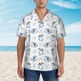 thumbnail image 2 of Vsdgher Music Shark Print Men's Hawaiian Shirts Button Down Tropical Holiday Beach Shirts Vacation Clothes,Large, 2 of 7