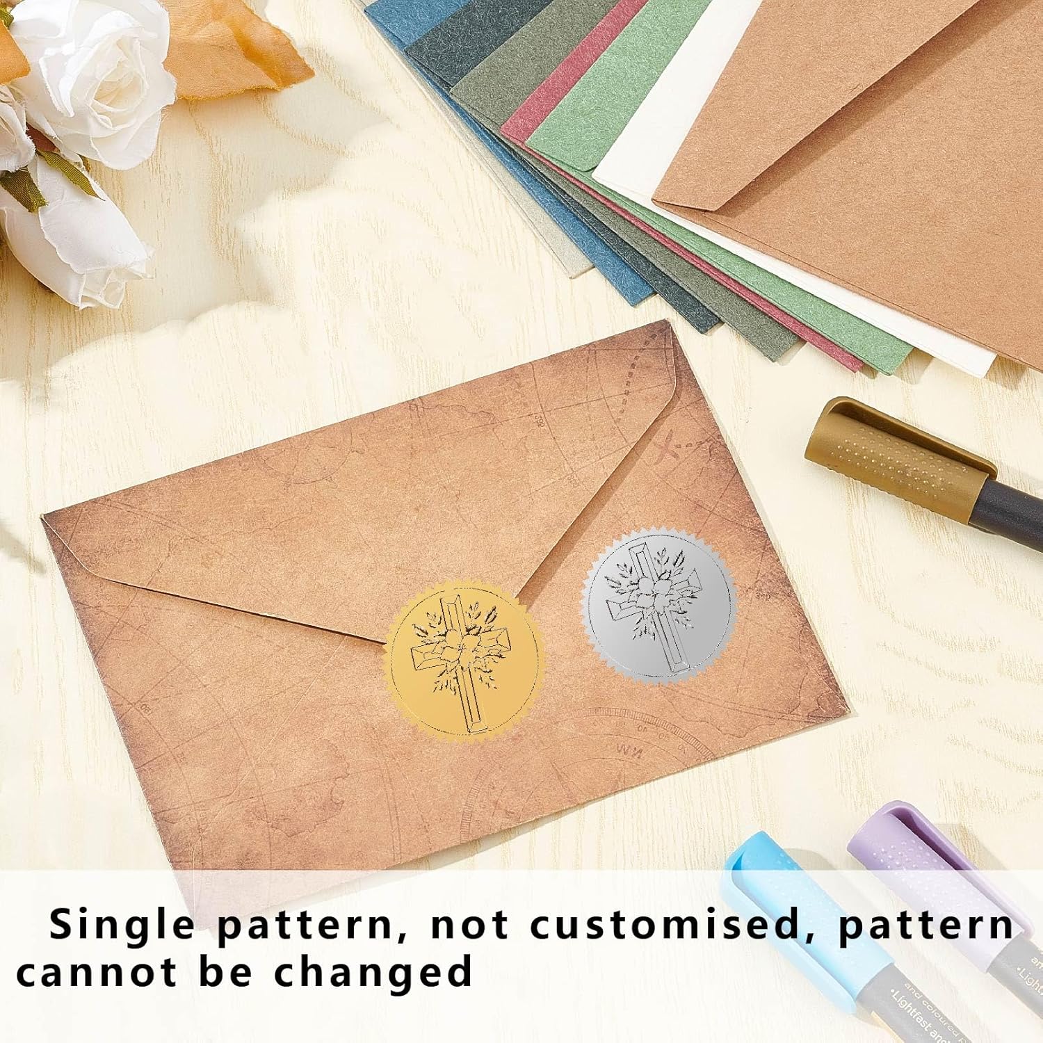 Non-Tarnish Custom Embosser Hand-Held Embossing Stamp Seal Embosser for Books Envelopes Napkins Cross 42mm