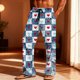 thumbnail image 1 of TaTaai Casual Vintage Men's Plaid Print Loose Pajama Pants, Valentine's Day Leisure Sports Elastic Trousers With Pockets Gift, 1 of 8