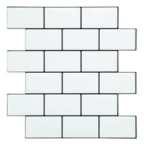 10-Sheet Peel and Stick Backsplash Subway Tile, 12" x 12" Self Adhesive Stick on Wall Tiles for Kitchen Bathroom (White)
