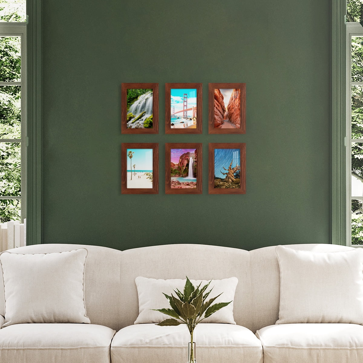 Wexford Home Woodgrain 5" x 7" Chestnut Picture Frame (Set of 6)