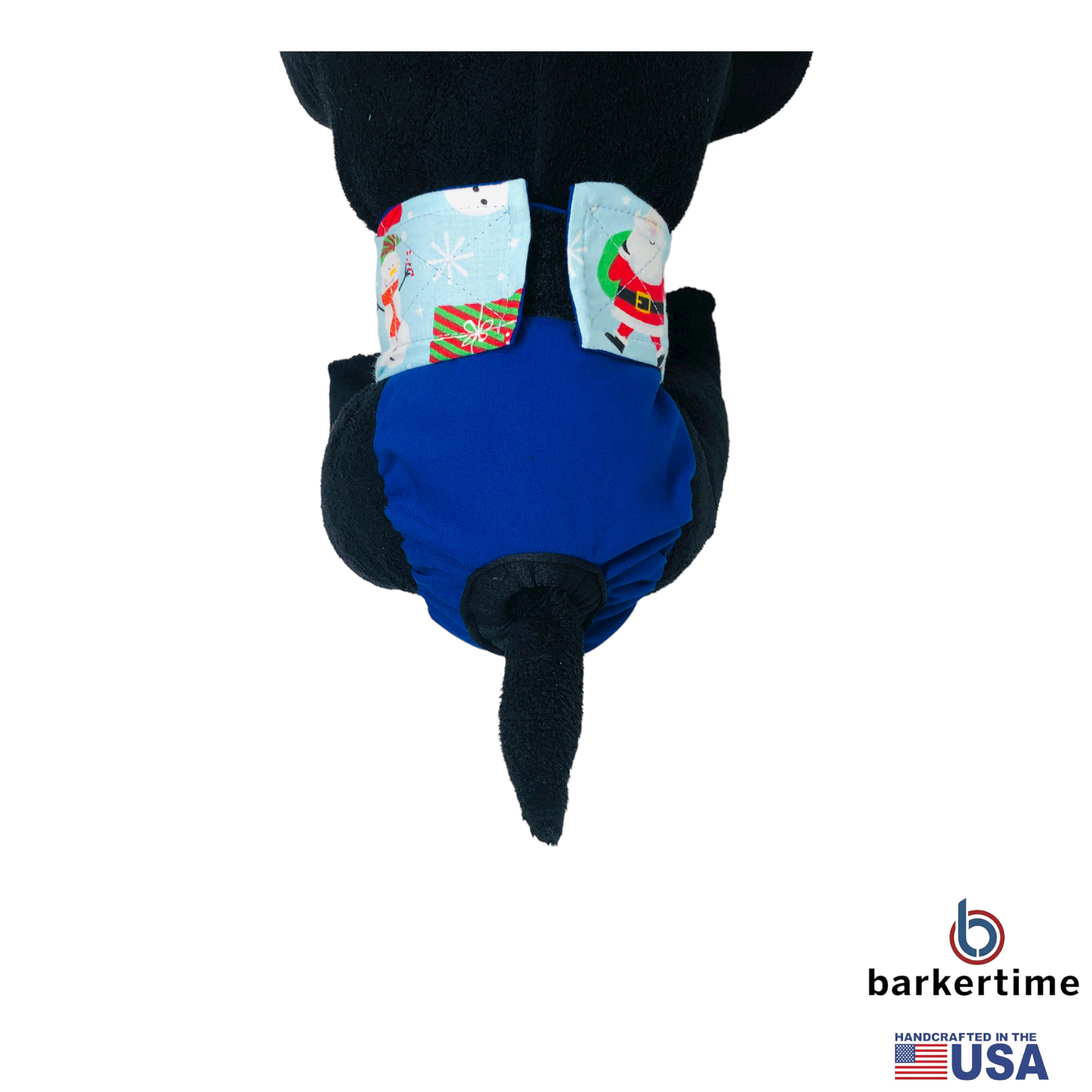 Barkertime Santa Claus with Snowman on Blue Dog Diaper