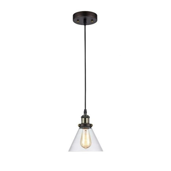 7 in. Shade Lighting Manette Industrial-Style 1 Light Rubbed Bronze Ceiling Mini Pendant - Oil Rubbed Bronze