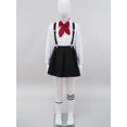 thumbnail image 3 of TiaoBug Kids Girls Uniform Set Short / Long Sleeve Bow Tie Blouse with A-Line Mini Pleated School Type A Black 160, 3 of 7