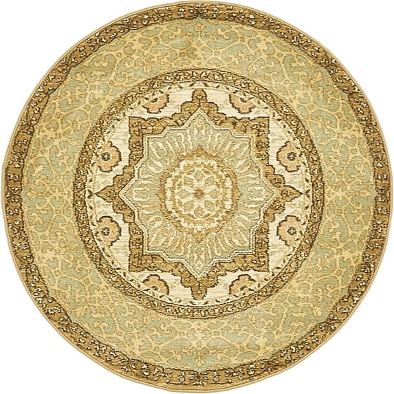 Rugs.com Amina Collection Rug – 3' Round Cream Flatweave Rug Perfect For Kitchens, Dining Rooms