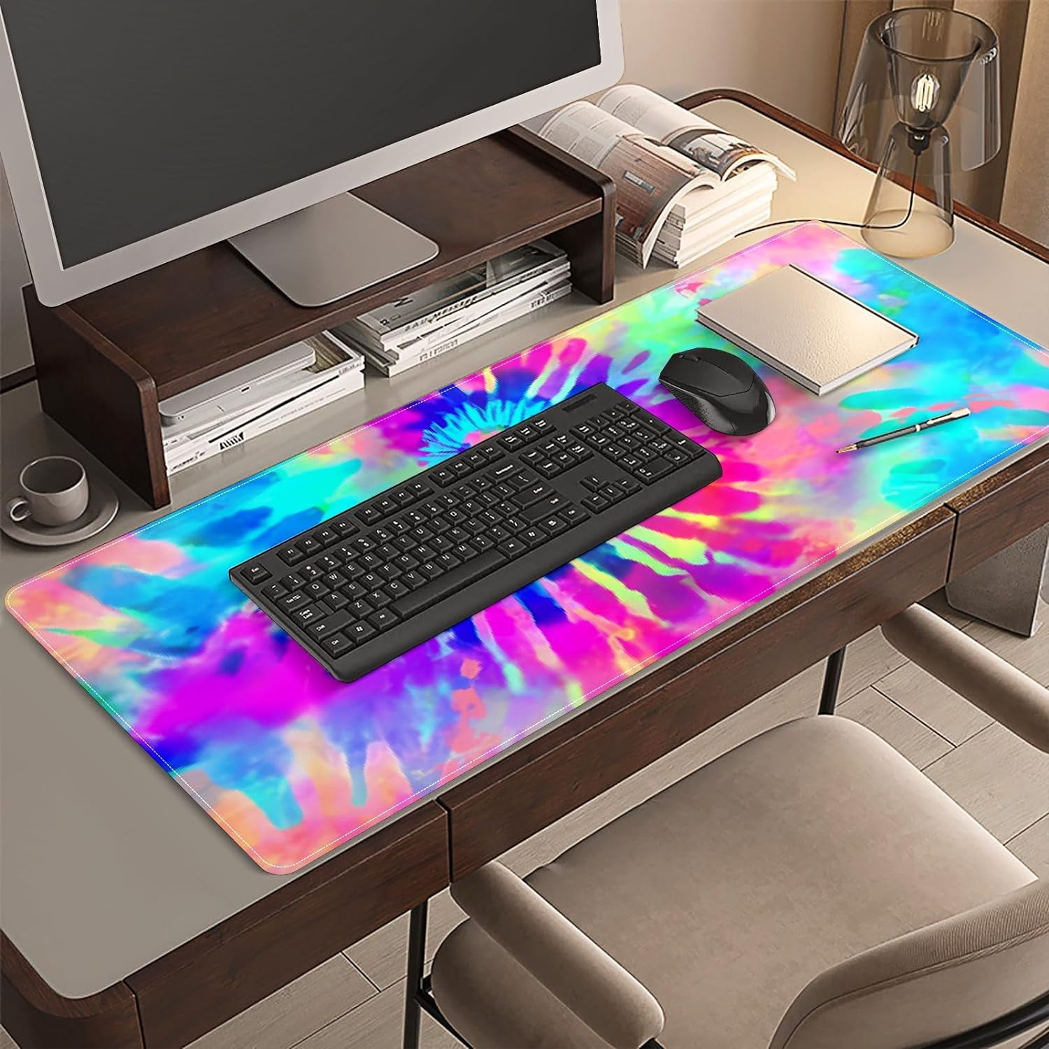 Colorful Rainbow Desk Mat, Desk Accessory, Cute Workspace, Trendy Workspace, Trendy, 35.4x15.7in Large Gaming Mouse Pad, Cute Desk Topper, Pretty Desk Pad
