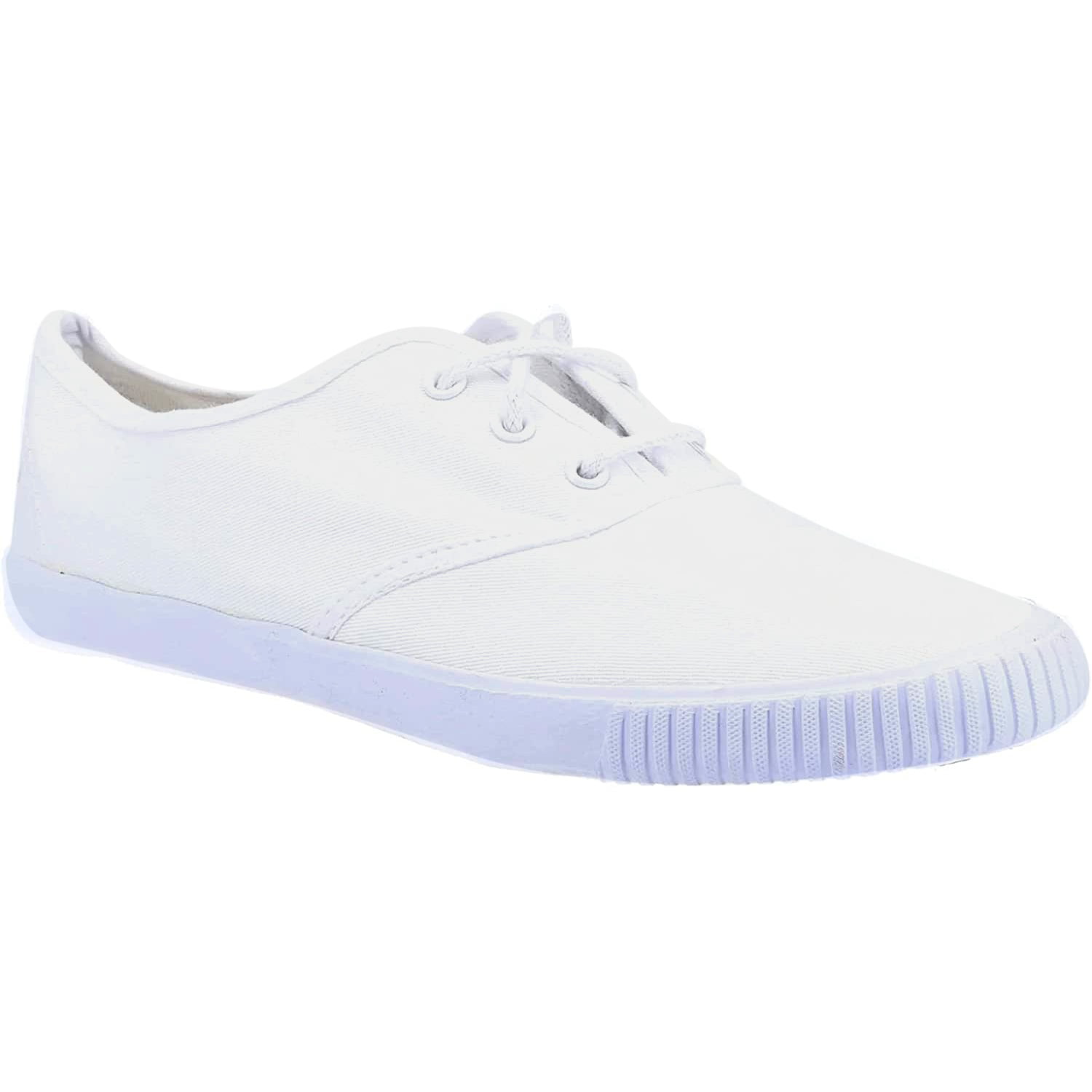 MENS LACE-UP WHITE CANVAS FLAT TRAINER PLIMSOLL PUMPS CASUAL SHOES SIZES 6-12 