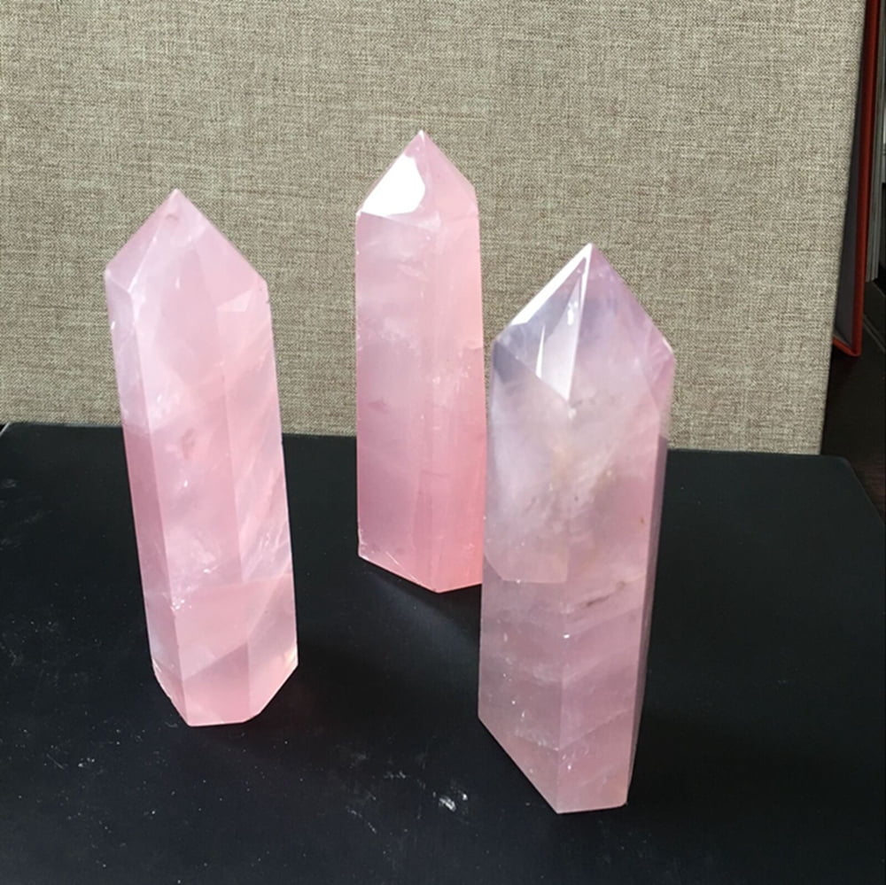 Natural Rock Rose Quartz Crystal Point Healing Stone Obelisk Wand Pink 40 100mm Walmart Com Walmart Com