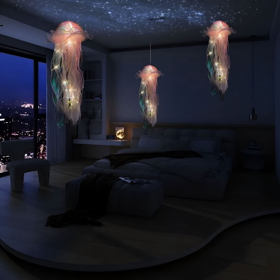 HIBIBUD Jellyfish Lanterns Lamp 2Pcs Hanging Colorful Jelly Fish Decoration Lights for Birthday Party Under The Sea Party Decoration