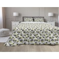 thumbnail image 1 of Geometric Comforter & Sham Bedding Set, Line Art with Circle Triangles and Chevron Zigzags Vintage Art Print, 3 pcs Duvet Set Microfiber Filling Quilt, 5 Sizes, Yellow Black White, by Ambesonne, 1 of 4