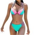 thumbnail image 2 of Elainilye Fashion Swimwear for Women Sexy Bikini Two-Piece Swimsuit Print Swimwear Beachwear Bathing Suits,Green, 2 of 7