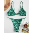thumbnail image 3 of Zaful for Women Tiny Floral O Ring High Leg Bikini Swimwear Light Green L, 3 of 5