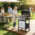 thumbnail image 3 of SEGMART 4 Burner BBQ Propane Gas Grill, Stainless Steel 40,000 BTU Patio Garden Barbecue Grill with Folding Side Tables, Cleaning Brush & Thermometer, Perfect for Camping, Outdoor Cooking, 3 of 10