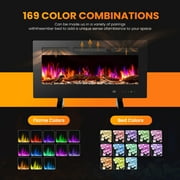 edx 36Electric Fireplace, 1500W, 13 Adjustable Flame Colors, 12-Hour Timer, Low-Noise Design, Supports Wall-Mounted/Freestanding/Built-In Installation