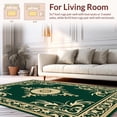 thumbnail image 2 of ODIKA 8'x10' Machine Washable Non-Slip Area Rug, Vintage Botanical Medallion with Flourishing Fern and Petal Motifs High Traffic Rug, Green, 297133, 2 of 7