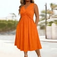 thumbnail image 5 of Plus Size Women Casual Solid Sleeveless V-Neck Long Dress with Pocket, 5 of 5