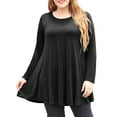 thumbnail image 5 of LARACE Plus Size Tunic Tops Long Sleeve Shirts for Women Swing Flowy Loose Fit Clothes for Leggings Black 3X, 5 of 6