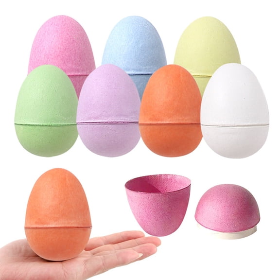 8pcs DIY Easter Eggs, 2.1-Inch Filled Paper Easter Decor Eggs, Eco Friendly Paintable Easter Decorations, Gift Eggs for Easter Basket Stuffers Party Favor Egg Hunt for Kids, with Brushes & Paint
