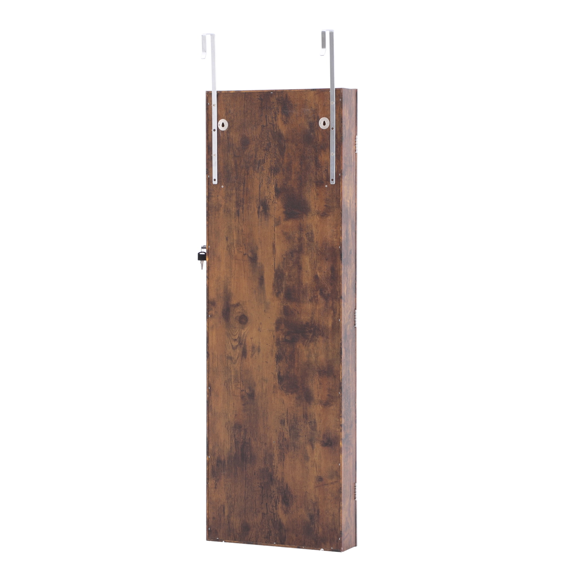 Kepooman Dressing Mirror Full-Body Jewelry Cabinet, Full-Mirror Wooden Wall-Mounted 3-Layer Rack Makeup Brush Holders, Antique Gray Kepooman Dressing Mirror Full-Body Jewelry Cabinet, Full-Mirror Wooden Wall-Mounted 3-Layer Rack Makeup Brush Holders, Antique Gray
