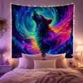 thumbnail image 2 of Cosmic Howling Wolf in Psychedelic Swirls, Mystical Celestial for Nature Lovers, Wildlife Wall Art, Housewarming Gift Tapestry Wall Hanging for Bedroom, Living Room and Dorm, 2 of 7