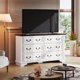 thumbnail image 2 of GALAXHERO Farmhouse Wide Dresser for Bedroom, Wood White Dresser with 6 Drawers, Chest of Drawers with Roman Metal Handle, TV Stand for 60 inch TV for Living Room, Hallway, 2 of 9
