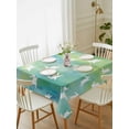thumbnail image 2 of Easter Rabbit Silhouette Rectangle Tablecloth, Spring Bunny Blue Green Ombre Waterproof & StainResistant Tablecloth, Washable Oil-proof Table Cover for Dining/Party/Wedding/Camping/Buffet 60x84 In, 2 of 9