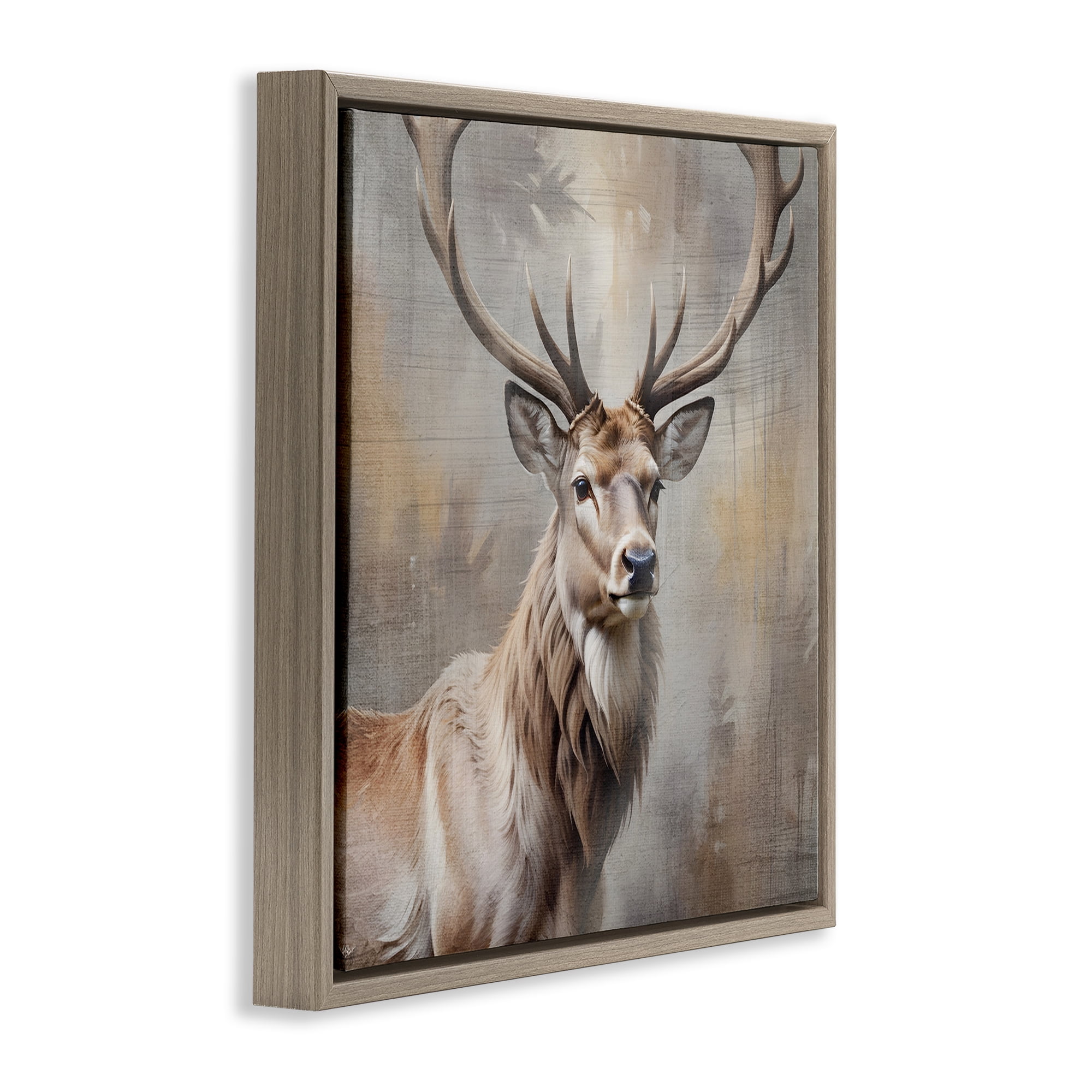 Stupell Industries Rustic Stag with Majestic Glance Brown Framed Floater Canvas Wall Art, design by Susan Arnot