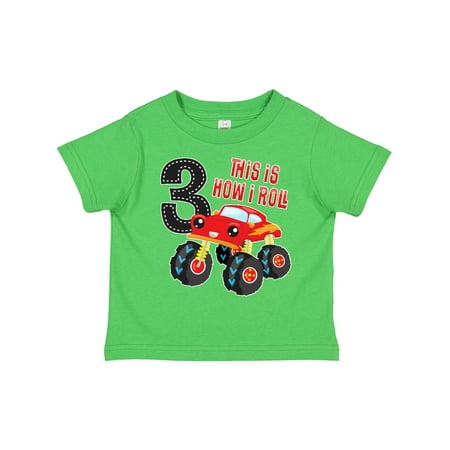 

Inktastic Monster Truck How I Roll 3rd Birthday Gift Toddler Boy Girl T-Shirt