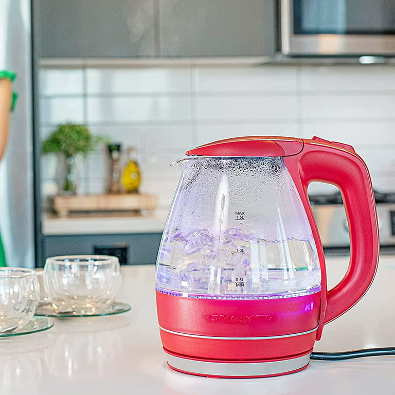 Ovente Illuminated 6.5-Cup Purple Electric Kettle with Filter, Fast Heating and Auto-Shut Off