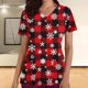 thumbnail image 1 of Fiudx Ropa de Mujer Blusa de Manga Corta con Cuello En V para Mujer, Uniforme de Trabajo, Impresión de Bolsillo, 1 of 5