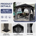 thumbnail image 4 of UDPATIO 10'x10' Hardtop Gazebo, Galvanized Steel Roof, Permanent Metal Gazebo for Garden, Outdoor Dining Parties, Grey, 4 of 6