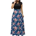 thumbnail image 2 of Empire Waist Dresses for Women 2024 Short Sleeve Crewneck Floral Maxi Long Dress Summer Fashion Casual Sun Boho Dresses, 2 of 4