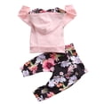 thumbnail image 2 of Infant Baby Girl Floral Pattern Long Sleeve Hoodie and Pants 2 pcs Cotton Outfit (100/18-24 Months, Pink/White Floral), 2 of 4
