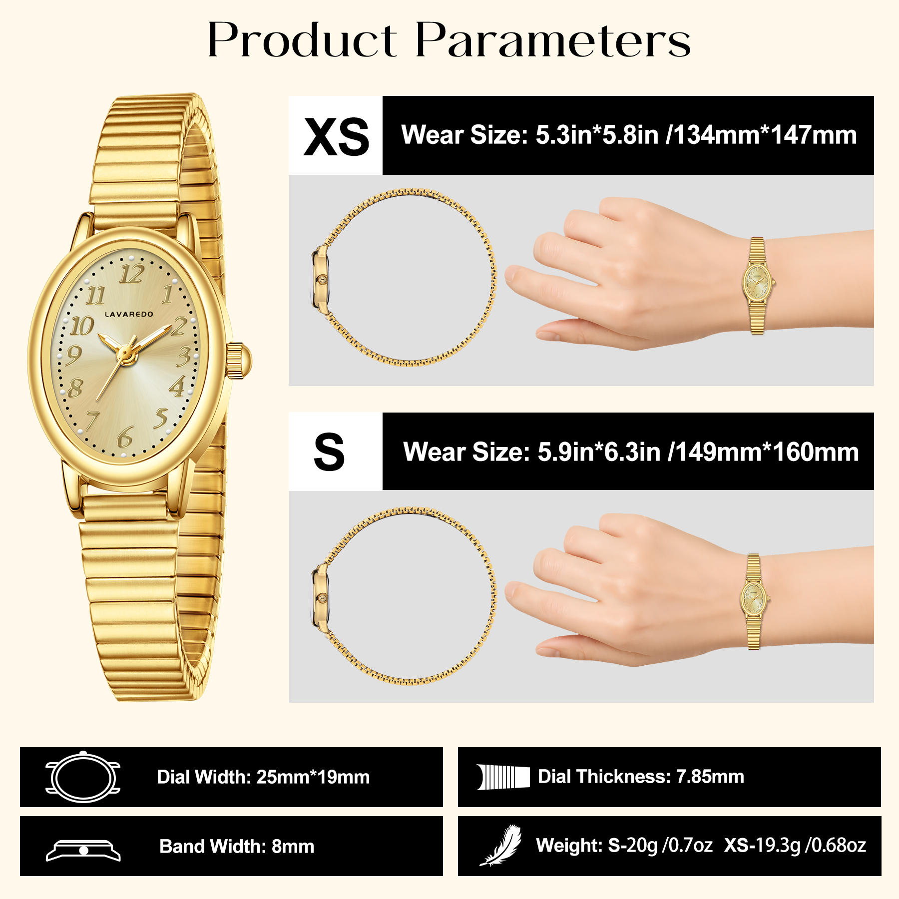 Watches for Women Easy Read Ladies Quartz Wrist Watch with Stainless Steel Expansion Band Waterproof Watch Gift for Woman - XS Size