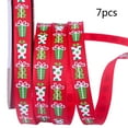 thumbnail image 2 of 7 Rolls 25 Yards 3/8 Inch Gift Box Printing Christmas Red Green White Grosgrain Ribbon Roll for DIY Wrapping Party Decor, 2 of 3