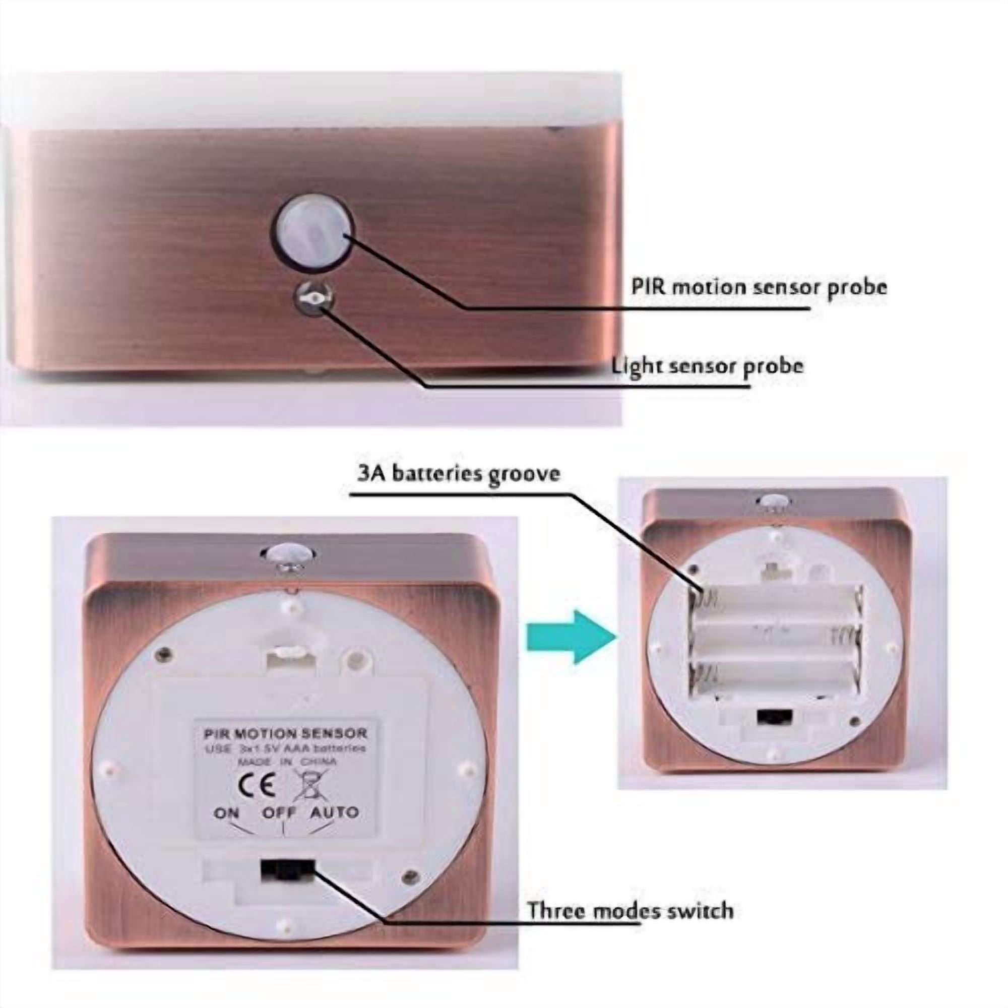 2pack Square motion sensor table lamp bedside lamp use 3AAA battery(not included)