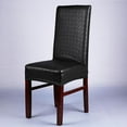 thumbnail image 2 of 1pc Elastic Solid PU Leather Chair Cover Wedding Restaurant Chair Slipcover black, 2 of 7