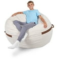 thumbnail image 2 of Big Joe Fuf 5Ft Oversized Foam Bean Bag Chair for Kids, Teens, Adults, Sandstone Textured Boucle, 5 foot Large Reading and Gaming Seat, 2 of 7