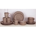 thumbnail image 5 of Stylish and Elegant 16 Piece Stoneware Dinnerware Service Set for 4 People - Distressed Weave, Mocha, 5 of 6