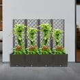 thumbnail image 3 of Dark Brown 4PCS Plastic Plant Box with Trellis, 4.65ft Tall Planter Box Decorative Plant Stand Floor Standing Outdoor Climbing Plants Tomato Flower Vegetable Raised for Balconies, Backyards, 3 of 24