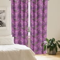 thumbnail image 2 of Ambesonne Hawaiian Window Curtains, Jungle Hibiscus Ornaments, Each 28" W x 84" L, Purple Multicolor, 2 of 4