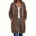 thumbnail image 3 of cocolona Long Hoodies for Women Fall Winter Casual Zipper Sweatshirts Jackets Long Sleeve Oversized Tunic Coats with Pockets, 3 of 7