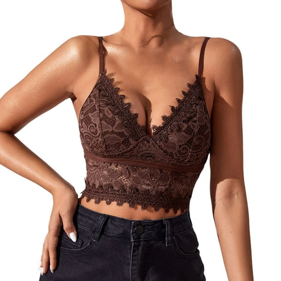 Women Summer Tops Women Sexy Clothes Rimless Bralette Push Up Sticky Bras Vest Sleeveless Backless Crop Top Club Vintage Bra Vest Workout Top Womens Camisole with Support Bra Warm College Brown M