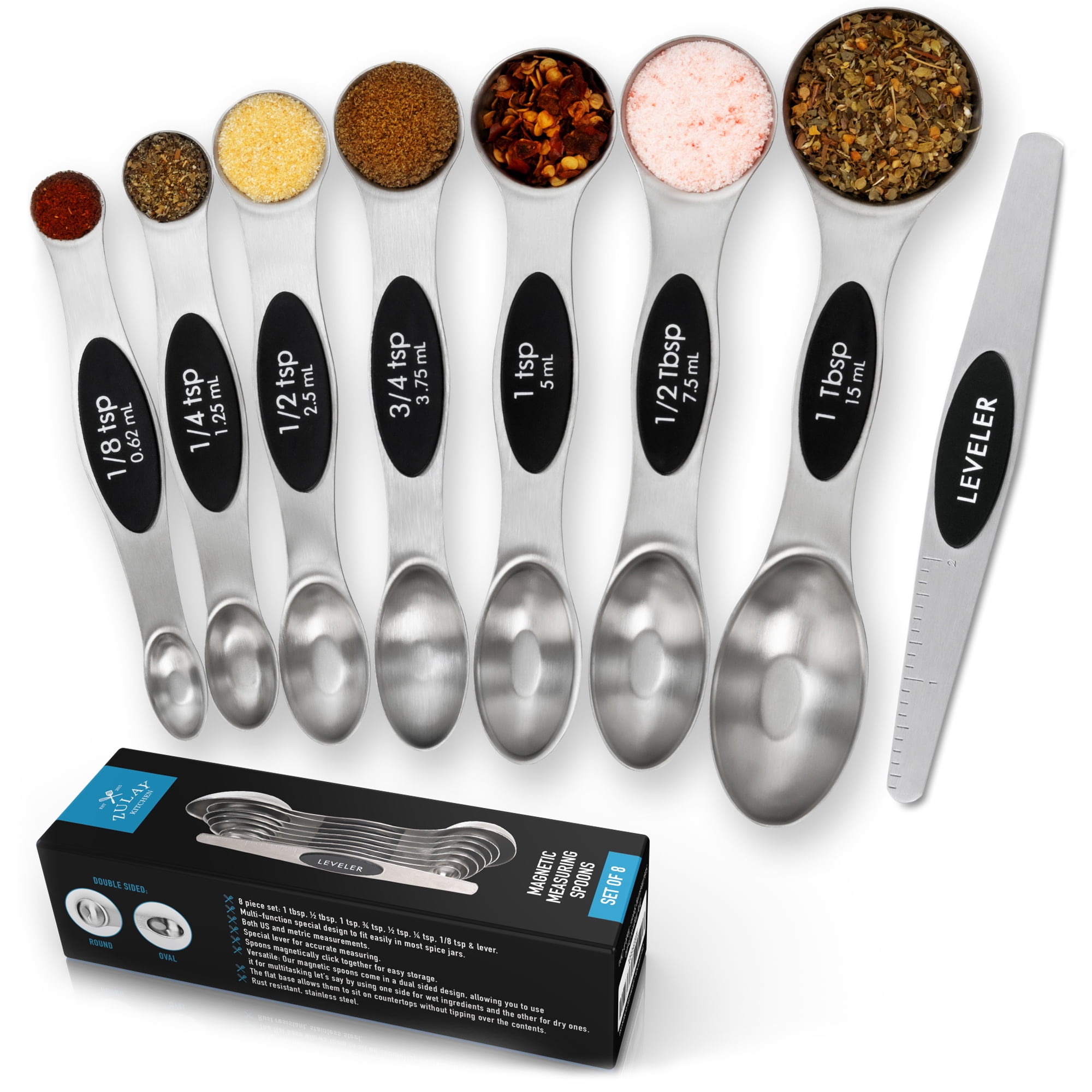 Magnetic Measuring Spoons 8-piece Set with Leveler – Kitchen