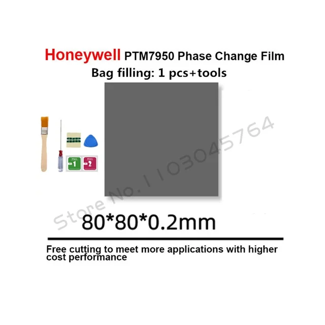Honeywell PTM7950SP Thermal Silicone Paste Grease Graphics Card CPU Cooler Notebook Computer Phase Change Conductive Silicone 80X80X0.2mm