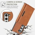 thumbnail image 4 of ELEHOLD Case for Samsung Galaxy Z Fold 6, Magnetic Leather Wallet Phone Case with Card Slots & Kickstand,Brown, 4 of 11
