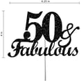 thumbnail image 2 of Fabulous & 50 Black Glitter Cake Topper, 50th Birthday Party Decorations Ideas, Sturdy Doubled Sided Glitter, Acrylic Stick. Made in USA, 2 of 4