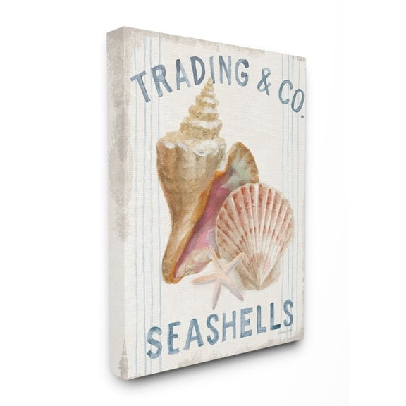 Stupell Home Décor Seashells Beach Ocean Word Design Canvas Wall Art by Danhui Nai